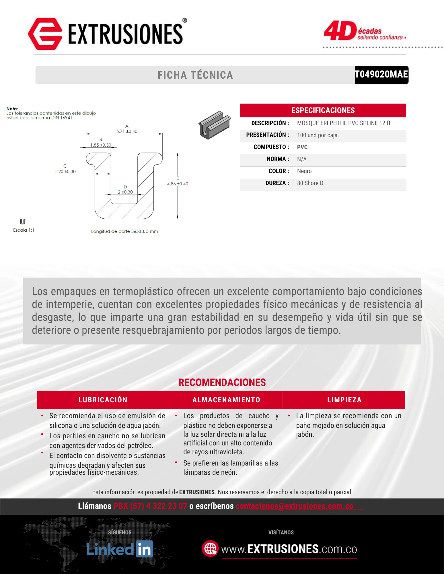 SPLINE DE SCREENS 12 FT (T049020)
