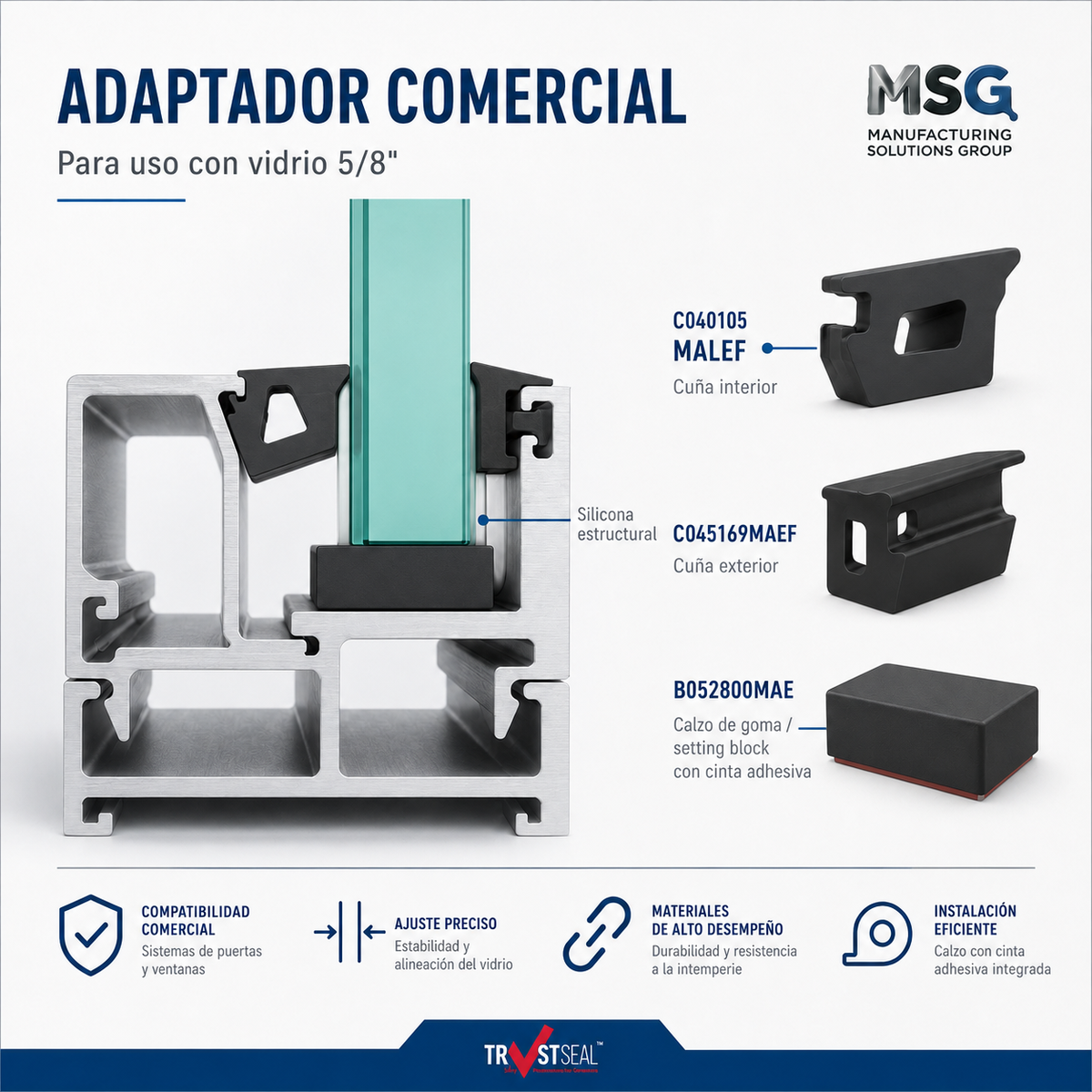 Kit Gomas para Adaptador Comercial Vidrio 5/8"
