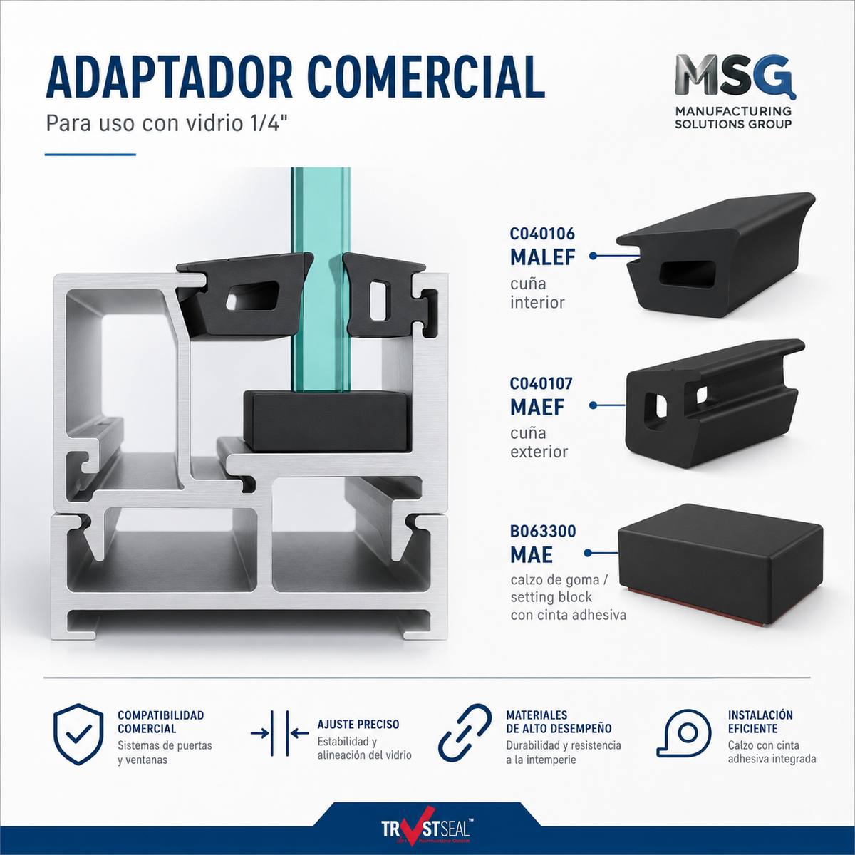 Kit Gomas para Adaptador Comercial Vidrio 1/4"