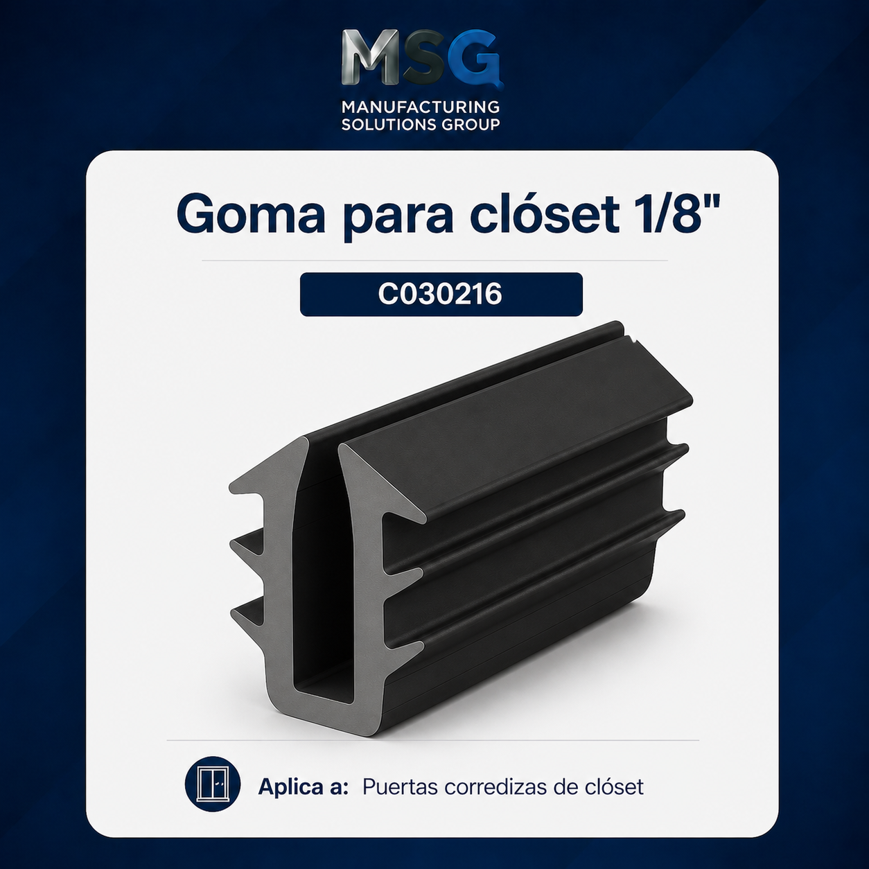 Goma para clóset de 1/8 de pulgada C030216