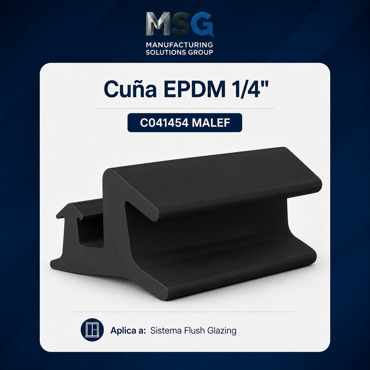 Goma para Flush Glazing – Vidrio de 1/4″