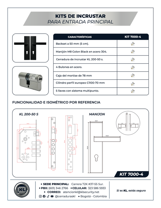 Kits De Incrustar Colon Black Para Entrada Principal 6000-4