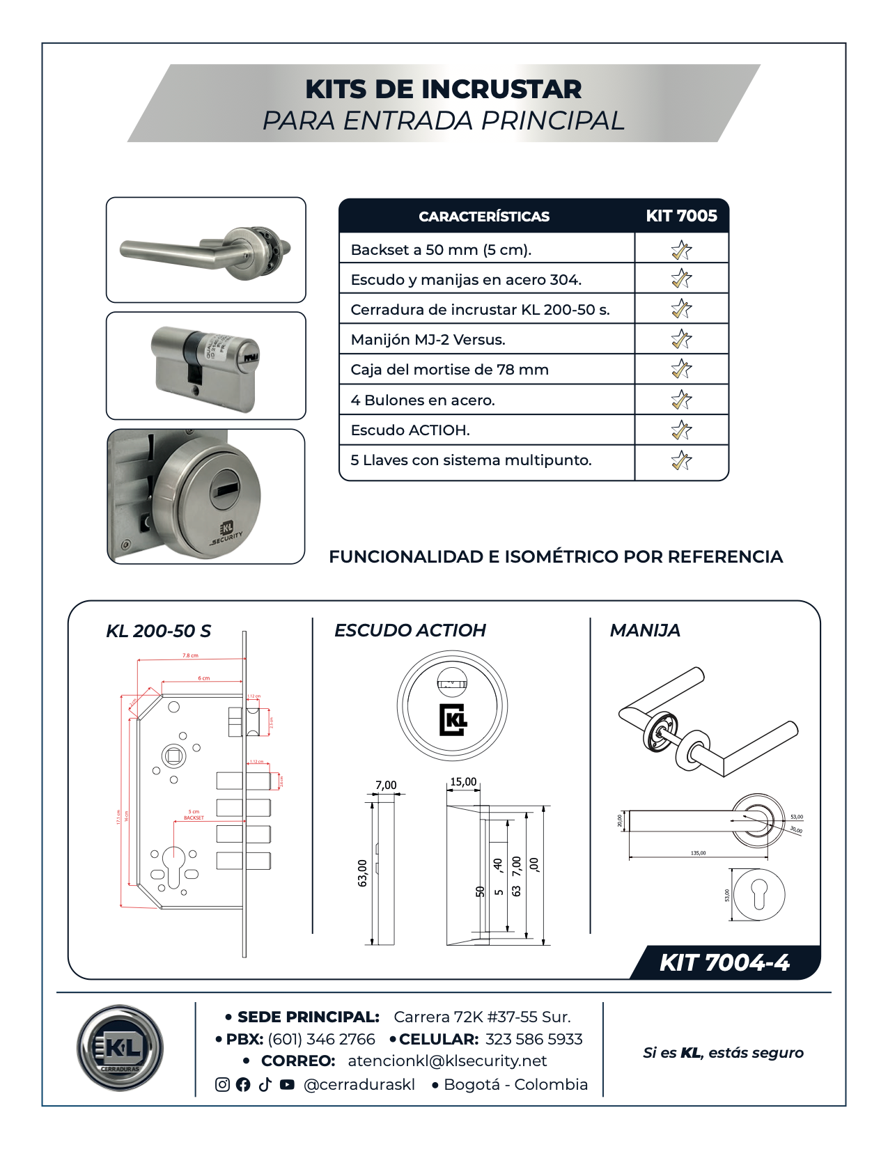 Kits De Incrustar Versus Actioh Para Entrada Principal 6005