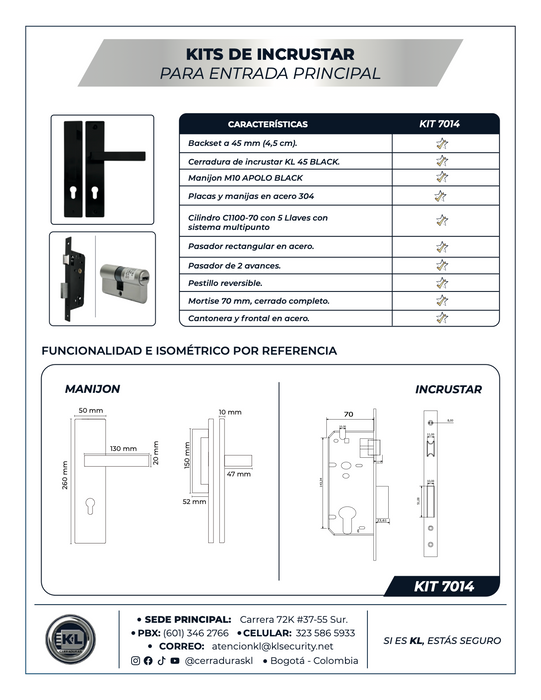 Kits De Incrustar Para Entrada Principal Apolo 45 Black 6014