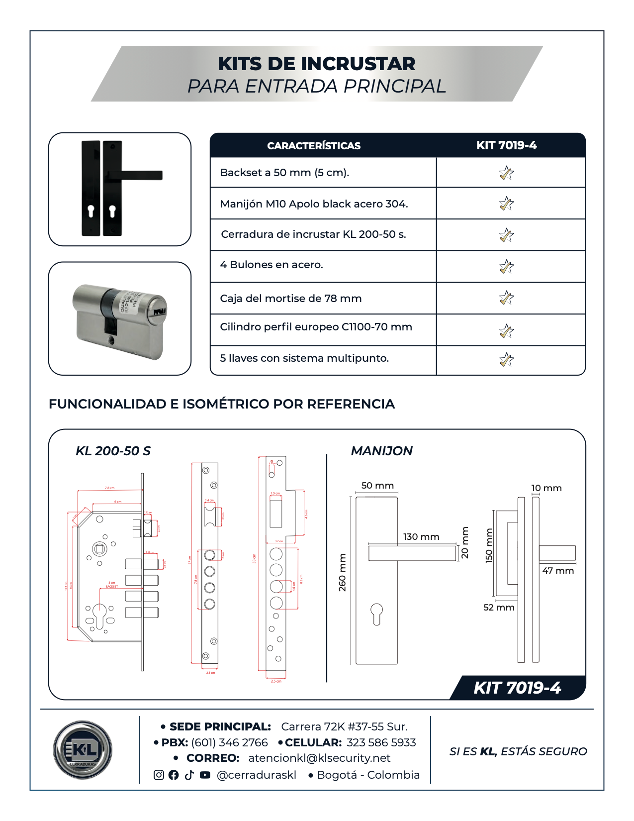 Kits De Incrustar Para Entrada Principal Apolo Black 6019-4