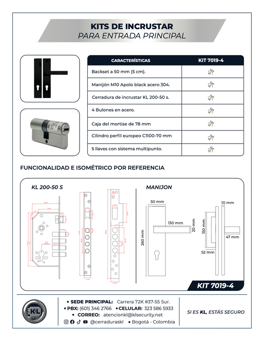 Kits De Incrustar Para Entrada Principal Apolo Black 6019-4