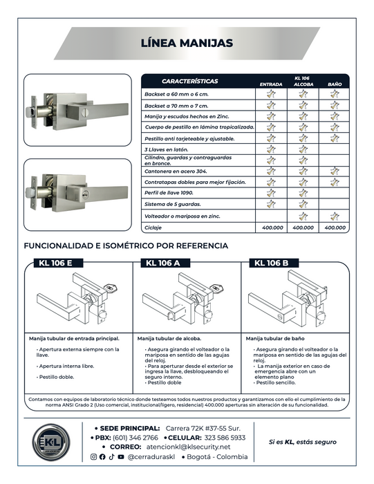 Manija KL 106 Sistema Tubular E