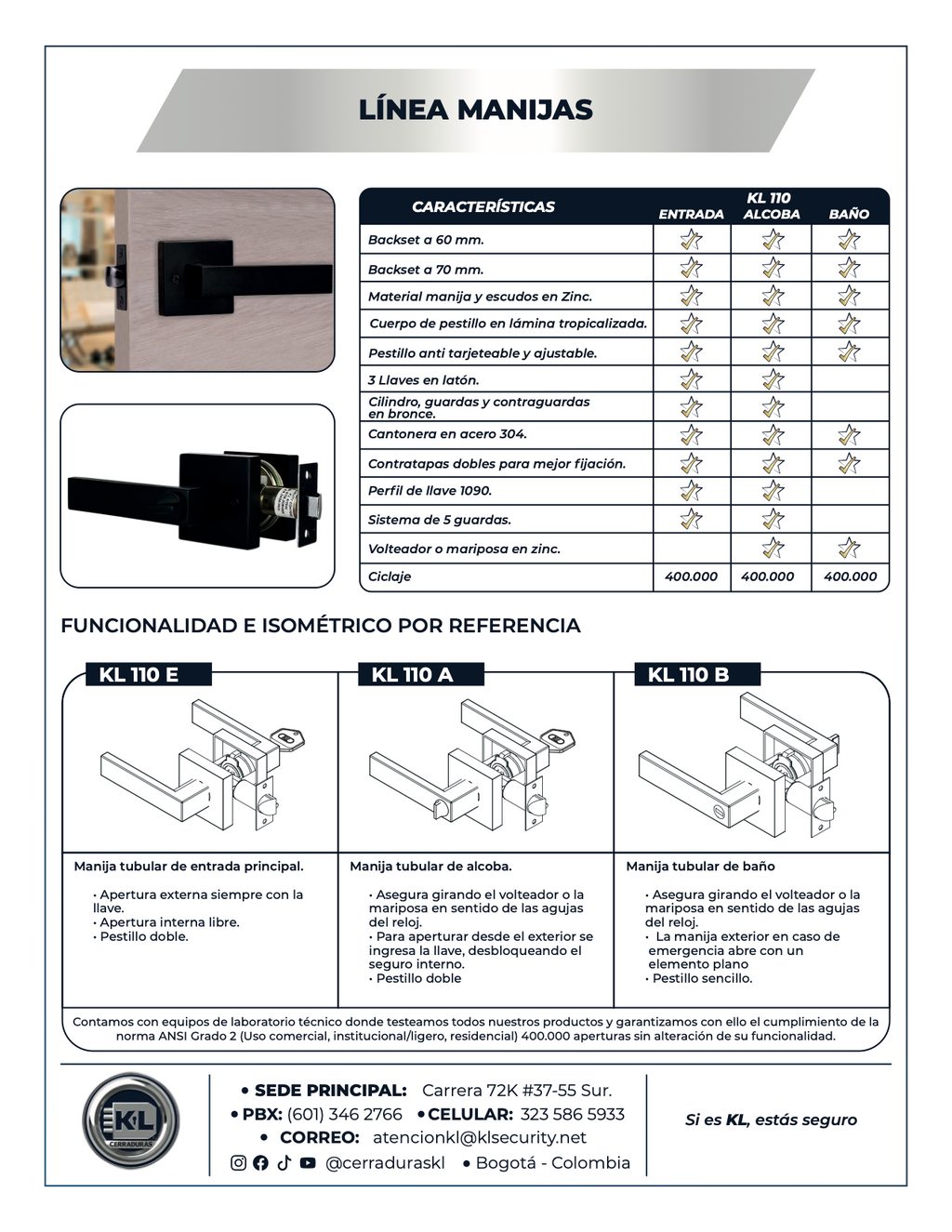 Manija KL 110 Sistema Tubular A