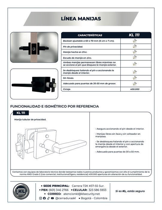Manija KL 111 Sistema Tubular