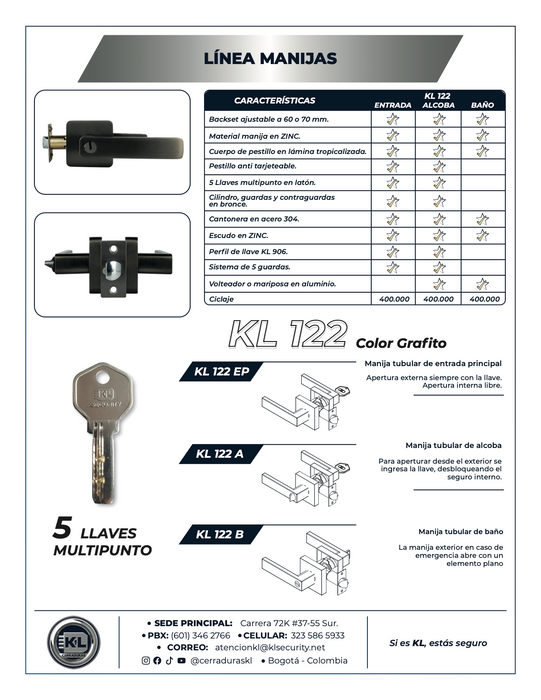 Manija KL 122 Sistema Tubular B