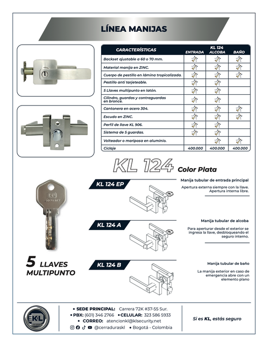 Manija KL 124 Sistema Tubular A