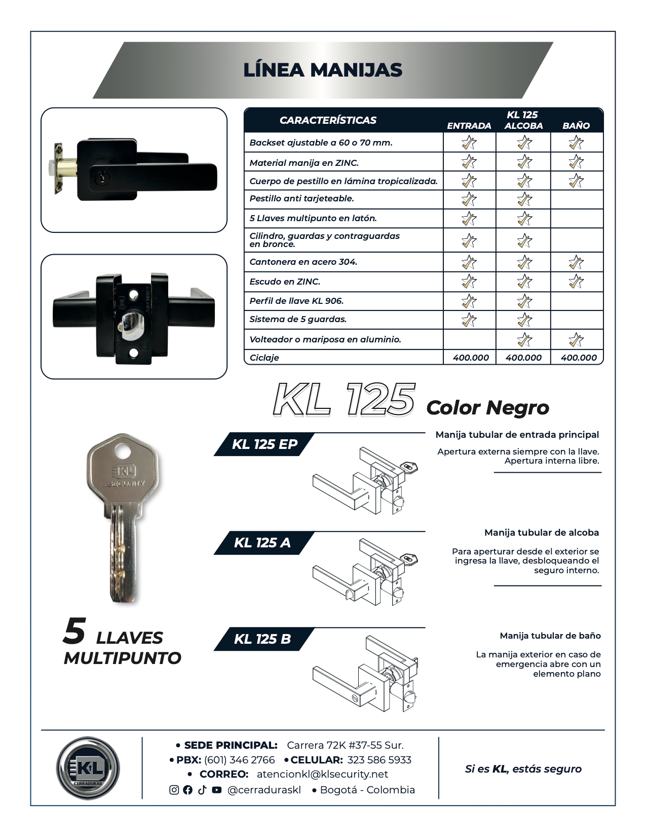Manija KL 125 Sistema Tubular B