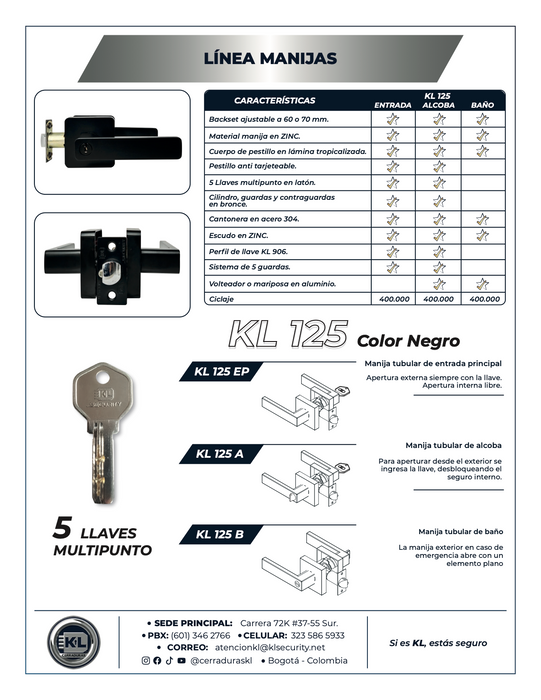 Manija KL 125 Sistema Tubular A