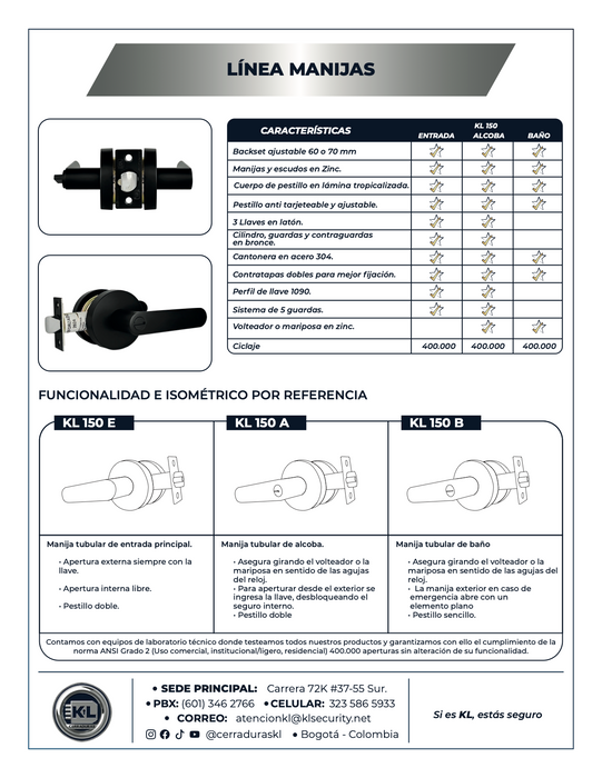 Manija KL 150 Sistema Tubular B