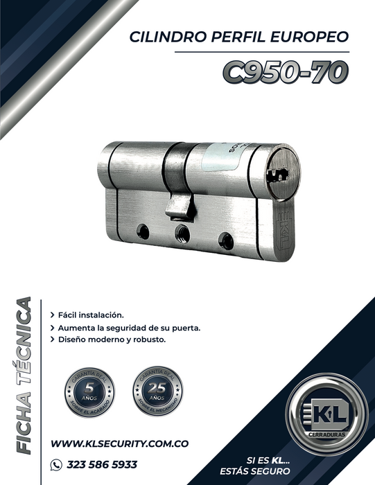 Cilindro Perfil Europeo C950-70