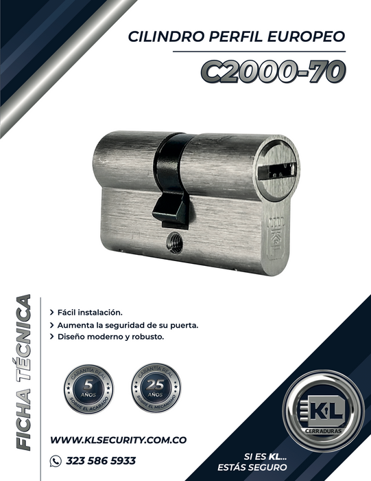 Cilindro Perfil Europeo C2000-70