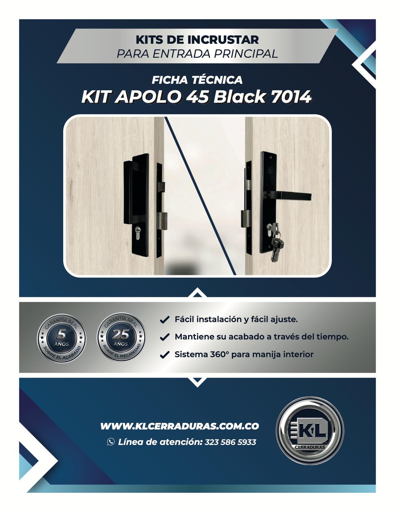 Kits De Incrustar Para Entrada Principal Apolo 45 Black 6014