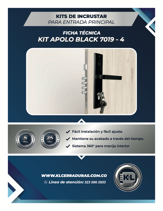 Kits De Incrustar Para Entrada Principal Apolo Black 6019-4