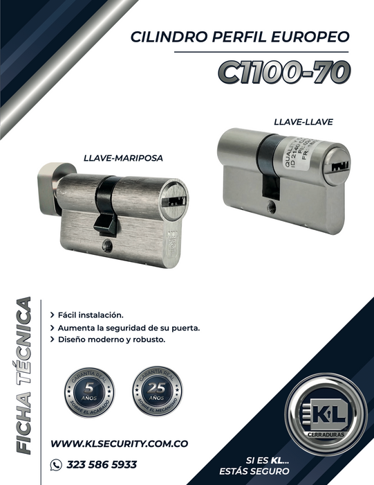 Cilindro Perfil Europeo C1100-70
