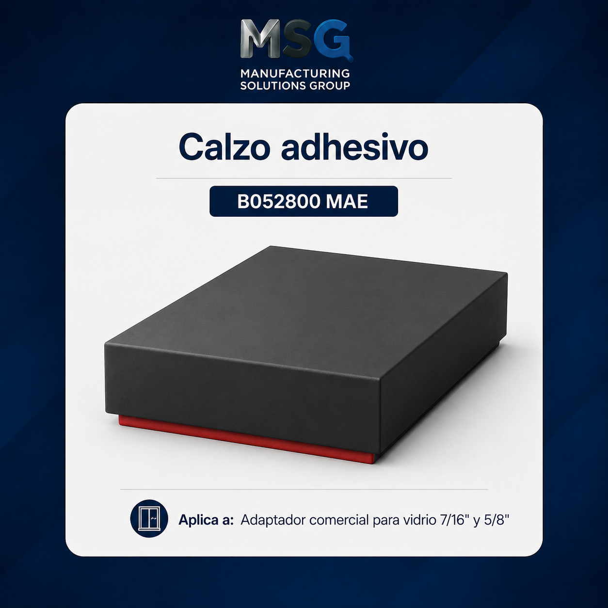 Calzo de goma autoadhesivo para vidrio de 7/16″ – Paquete de 50