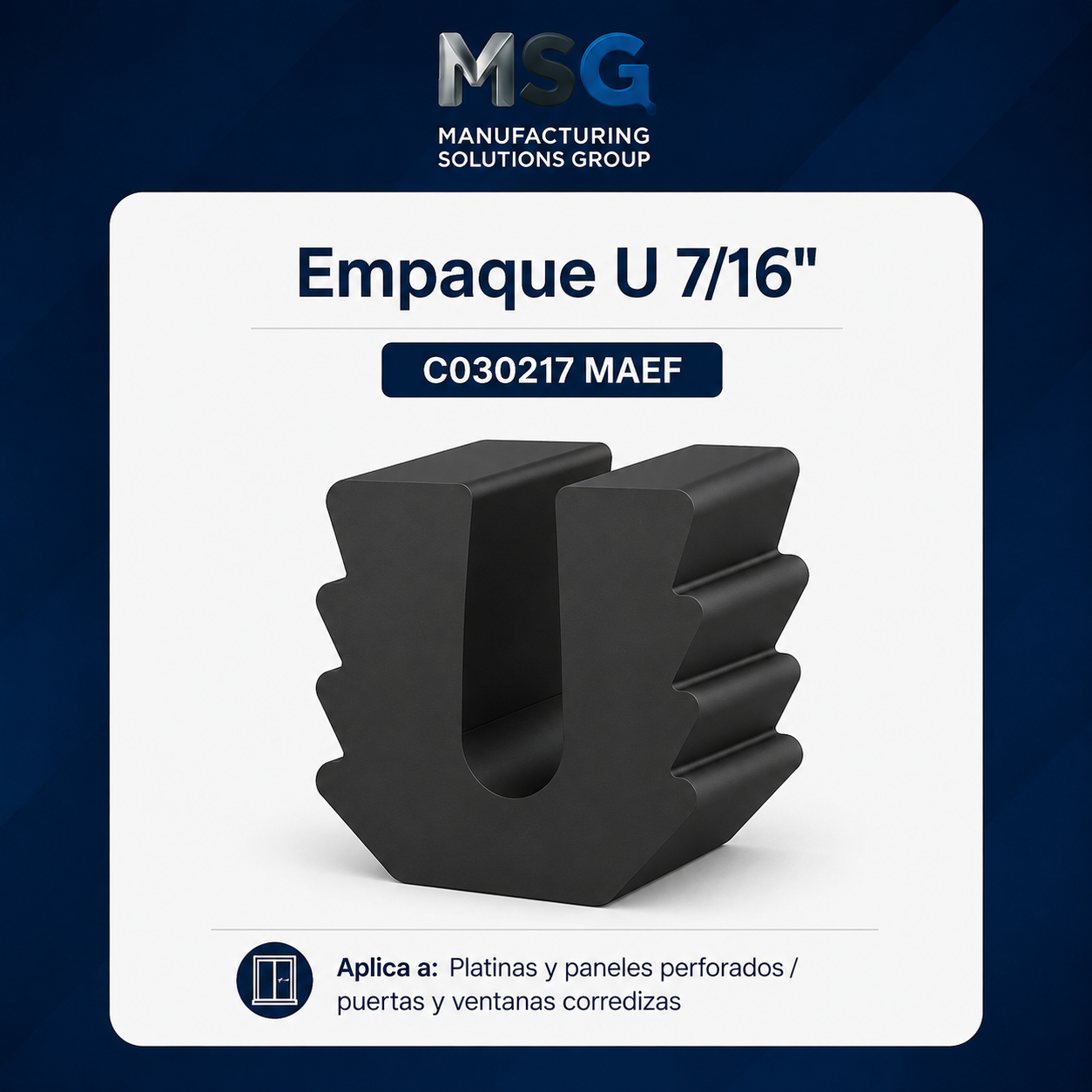 Goma en U para planchas de aluminio